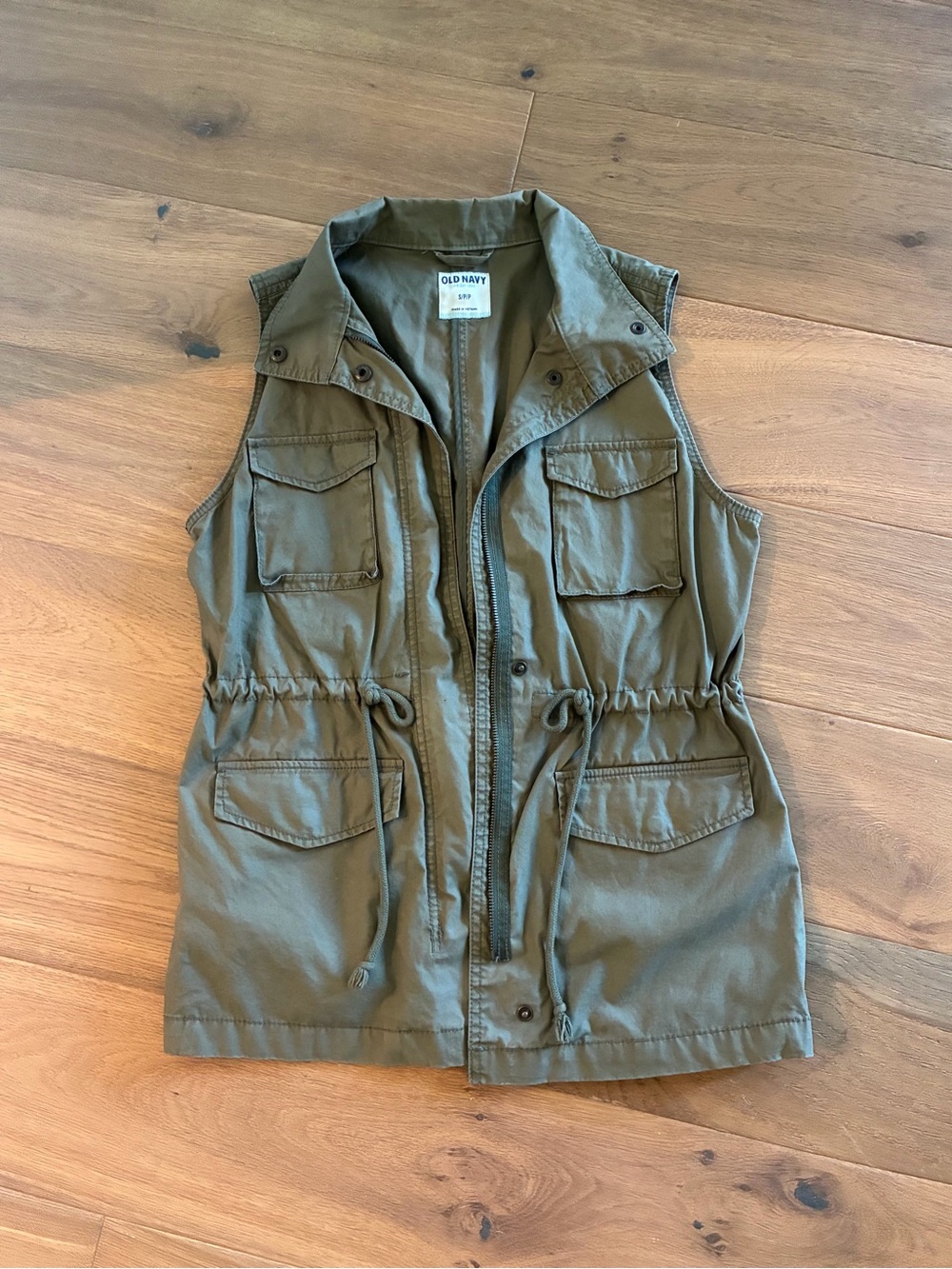 Old Navy Olive Green Drawstring Utility Vest